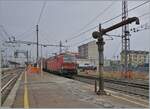 Die DB 191 015 f�hrt mit einem G�terzug in Richtung Torino durch Chivasso.