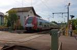 Zwei gekuppelte Z 2200 (Coradia Duplex, auch Computermaus genannt) bestehend aus 2222 mit 2204 der CFL (Soci�t� Nationale des Chemins de Fer Luxembourgeois) am 17.06.2013 beim Halt im Bahnhof 