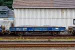   Niederbordwagen f�r Schotter, 43 84 NL-RP 342 8 441-2, der Gattung Klmos 702, der Vermietungsfirma Railpro, abgestellt am 29.08.2014 beim Bahnhof Au (Sieg).