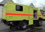 Rettungsfahrzeug Schiene/Strasse der Feuerwehr Lavin (RhB) Xm 2/2 9928, hier ausgestellt im Depotgel�nde Landquart zum Jubil�um 125 Jahre RhB am 10.05.2014.