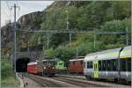 Viel BLS und etwas BLS: von rechts nach links:  Lötschberger , Ae 8/8, BLS Re 4/4 und im Schlepp der SBB RAe 4/8 1021  Churchill   100 Jahre BLS.