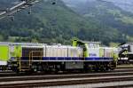 100 Jahre BLS: MaK G 1700BB 9285 8843 502-6 CH-BLS am 29.06.2013 bei Pendelfahrten im Bahnhof Frutigen.