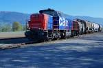 SBB: Güterzug mit Am 843 063-9 (MAK 1700) im Bernbiet am frühen Morgen des 22.4.2015.
