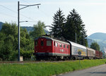 OeBB: Re 4/4 I 10009 mit gemischter Güterlast -was sehr selten vorkommt- bei Balsthal am 11.