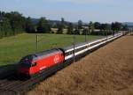 SBB: Einheitlich mit EW IV-Wagen formierten IR Bern-Olten mit der 460 022-7 bei Langenthal am 15.