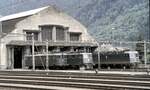 SBB Ae 4/6 Nr.10 808 und Ae 6/6 und Re 6/6 in Erstfeld am 15.08.1980.