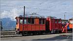 125 Jahre Glion Rochers de Naye - Am frühen Samstag Morgen zeigt sich in Glion die HGe 2/2 N° 2 mit der Xrot N° 3.