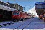 Alle Jahe wieder werden im Winter die MGB Regionalz�ge aus Sicherheitsgr�nden im Winter mit HGe 4/4 (oder neuerdings Deh 4/4) gef�hrt und wie immer stehen die Lok in Andermatt genau vor dem st�renden