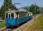 Triebwagen Ce 2/3 ex 28 der TL (Transports publics de la r�gion lausannoise (deutsch �ffentliche Transporte der Region Lausanne)), ex Gen�ve Veyrier 23, BVB 18, dahinter mit dem Steuerwagen Nr.
