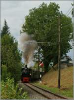 Von der bekannten Stelle heute ein Bild mit der B-C G 2x2/2 bei der Bergfahrt am Einfahrsignal von Blonay (B-C).