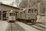 Nach über dreissig Jahren endlich wieder vor der Kamera: die Bernina Bahn Ge 4/4 81 (Ge 4/6 81) in Chaulin, hier als S/W Variante.