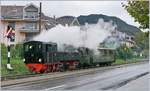 Kurz, aber einheitlich Süddeutsch zeigt sich dieser Blonay Chamby Dampfzug mit der G 2x 2/2 105 und der SEG C4 171 bei der Ankunft in Blonay.