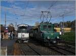 Die Blonay-Chamby Bahn +GF+ Ge 4/4 N° 75 (Baujahr 1913) rangiert in Blonay.