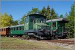 Der ungewohnt gr�ne Tm I 102 der  CTVJ (Compagnie du Train a vapeur de la Vall�e de Joux) in Le Pont.