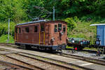 Die ex BOB HGe 3/3 29 der Museumsbahn Blonay–Chamby rangiert  am 27.05.2023 im Museumsareal in Chaulin.