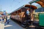 Der vierachsiger Drehgestell 3.Klasse Gro�raum-Plattformwagen C4 44, ex BOB C4 44, hier am 27.05.2023auf dem Museums-Areal der (BC) in Chaulin.