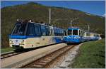 Der SSIF ABe 12/16 N° 85  Trontano , unterwegs als D 54 P von Locarno nach Domodossola, kreuzt in Verigo den Regionalzug 763 nach Folsogno-Dissimo.