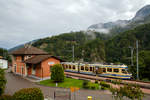 Endstation f�r den schweizer Gelenk-Triebwagen ABe 4/6 54 „Intragna“  der FART am 02.08.2019  hat seinen Endbahnhof  Camedo erreicht, und steht nun wieder zur R�ckfahrt nach Locarno