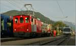 HGe 2/2 N� 1 mit einem Arbeitszug in Blonay.