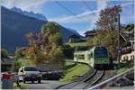 Der AOMC TPC GTW Be 2/6 544 auf der Fahrt nach Aigle erreicht den Halt Croix de Nant.