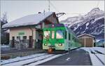 Am Bahnstieg steht der BDe 4/4 403  Ollon  mit seinem Bt 431 bereit zur Abfahrt nach Le S�pey bereit.