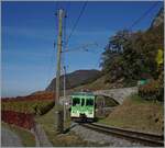 Kurz nach dem Bahnhof  Aigle Ch�teau  beginnt die kurvenreiche Steigung durch die Weinberge von Aigle.