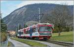 Der TPC AOMC Beh 4/8 591 ist bei Ollon auf dem Weg nach Aigle.