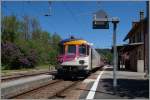Der Travys Schülerzug 6020/6019 in Le Pont, der mangels weiterer Gleise in Le Pont ausser Mittwoch (Schulfreier Nachmittag) als Leermaterialzug nach Le Lieu zurückfahrt, aber heute an diesem
