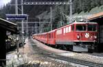 RhB Ge 6/6 II Nr.707 in Bergün, im August 1990.