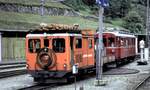 RhB Xm 2/2 Nr.9916 undABe 4/4 Nr.35 in Poschiavo am 24.06.1998.