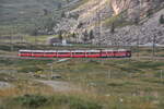 ABe 4/4 II Nr.43 und Nr.46 auf dem Bernina Plateau bei der Lagalp am 27.08.2009.