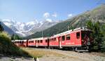 RhB ABe 4/4 Nr.43 und 46 bei der Monte Bello Kurve am 27.08.2009.