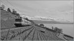 Der  Train des Vigens  hoch �ber dem  kleinen  See kurz nach Chexbres.