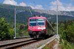 TRAVYS: Travys NPZ als Regionalzug Vallorbe-Le Brassus vor der Kulisse des Mont d'Or aufgenommen am 16.
