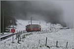 Und es hat nochmals geschneit! Der CEV BDeh 2/4 74 auf der Fahrt Richtung Ondallaz kurz nach Fayhaut.