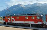   Gepäcktriebwagen De 110 001-5 (Baureihe Deh 4/6) der Zentralbahn mit Regionalzug, hier am 30.09.2011 (17:00 Uhr) im Bahnhof Brienz.