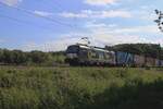 Am 21 Augustus 2025 dönnert BLS X4E-712 mit der P&O Novara KLV durch Tilburg Oude Warande.