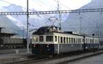 SEZ der BLS-Gruppe ABDe 2/8 Nr.701 mit Steuerwagen in Frutigen am 07.09.1980.