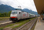 Die Crossrail E 186 901 (91 80 6186 901-5 D-XRAIL) kommt am 15.09.2017 mit einem RAlpin Rola-Zug in Domodossola an.