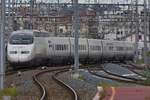 Hochgeschwindigkeitszug der AVE „renfe“ verl�sst den Bahnhof von Lyon Part-Dieu.