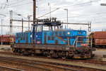 Die ČD Cargo 210 047-7 (CZ ČDC 91 54 7 210 047-7) steht am 28.03.2016 im Bahnhof Cheb.